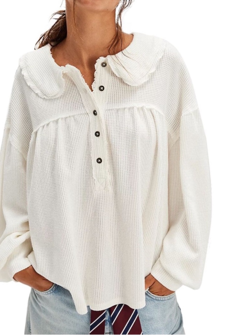 NWOT Free People Queen of Hearts Thermal Top